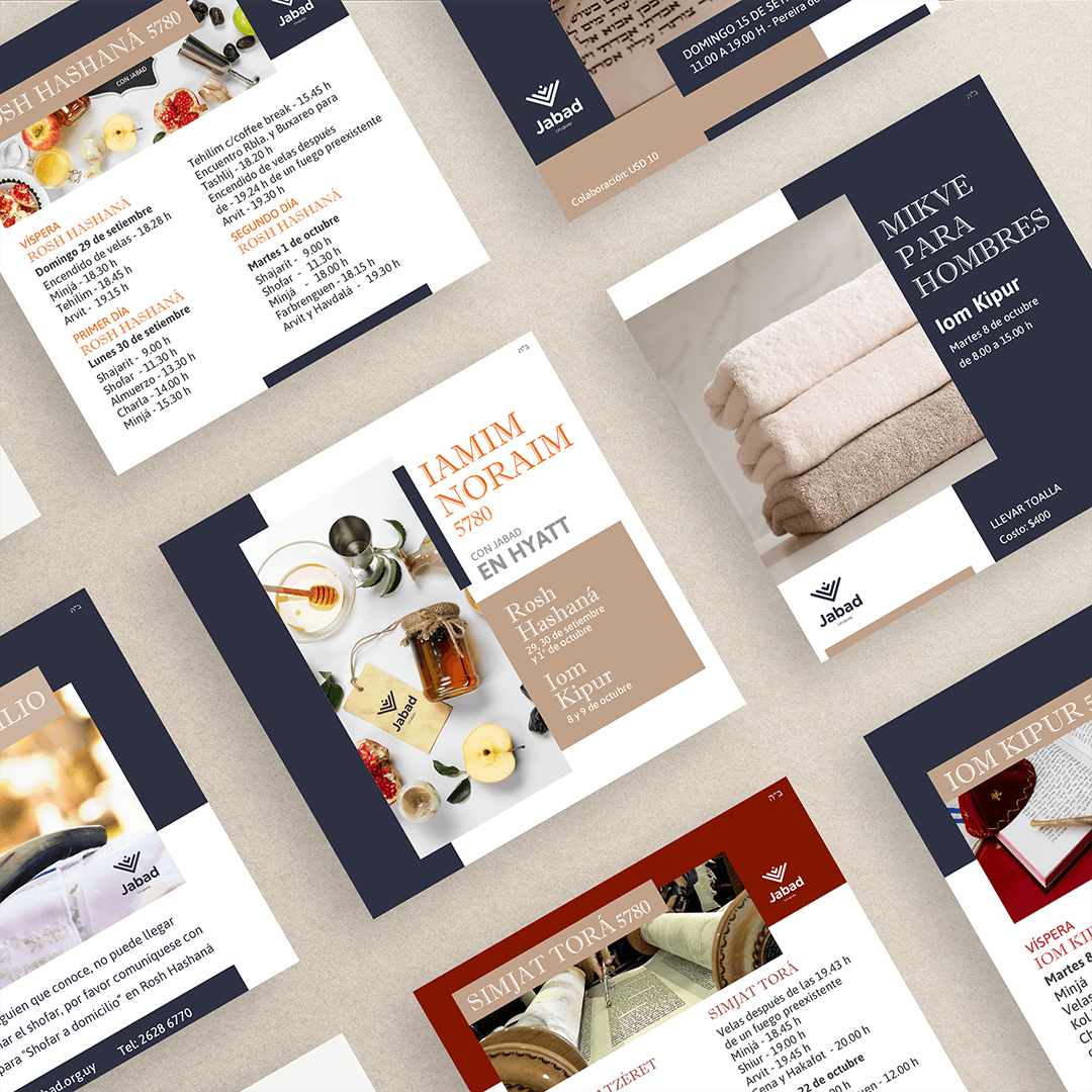 Chabad Uruguay High Holidays campaign flyer: custom design by Syrah Design Studio