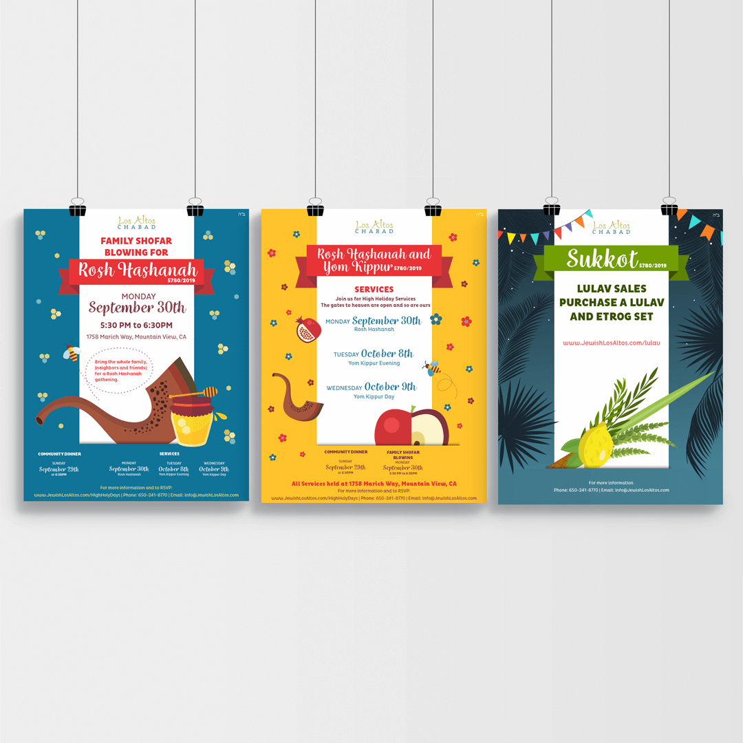 Rosh Hashana social media graphic for Chabad Los Altos. Social media: Instagram and Facebook post design
